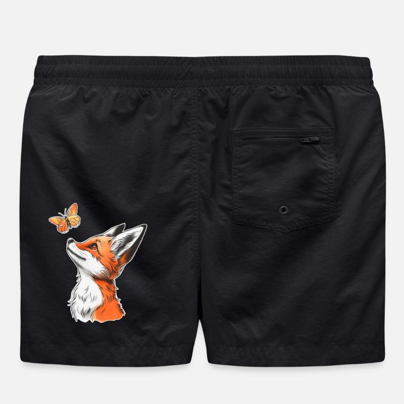 Fox with Butterfly - Swim Trunks - black