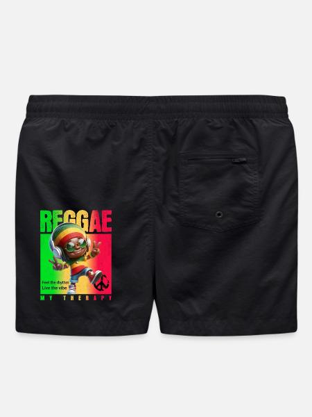 Reggae my therapy Rastaman - Swim Trunks - black