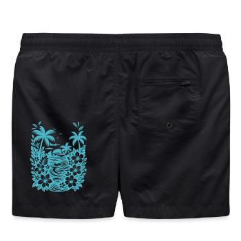Beach Tropische Lagune Silhouette - Badeshorts - Schwarz - Hinten
