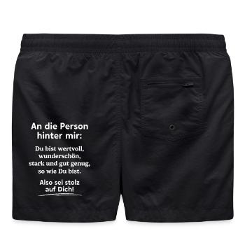 An Die Person Hinter Mir Spruch - Badeshorts - Schwarz - Hinten