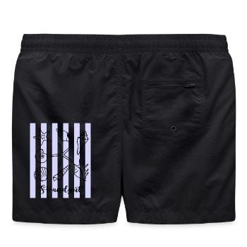 Strandgut Muscheln Seesterne und Krebs - Badeshorts - Schwarz - Hinten