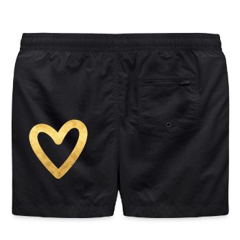 Herz gold I Symbol Liebe Geschenk - Badeshorts - Schwarz - Hinten