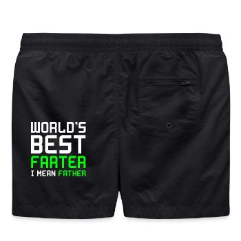 Worlds Best Farter Father Vater Papa Furz Geschenk - Badeshorts - Schwarz - Hinten