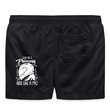 Motorrad Motorradfahrerin Geschenk - Badeshorts - Schwarz - Hinten