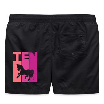 Pferd 10. Geburtstag Mädchen 10 Jahre - Badeshorts - Schwarz - Hinten