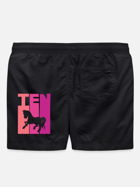 Pferd 10. Geburtstag Mädchen 10 Jahre - Badeshorts - Schwarz