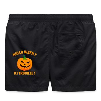 citrouille, halloween, happy halloween - Short de bain - noir - Dos - AI Model Male 185 light (185cm)