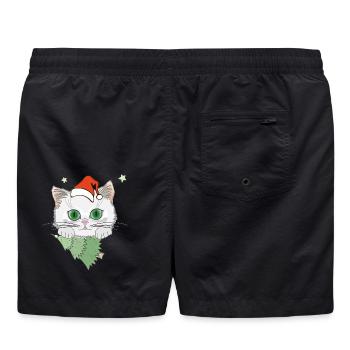 Katze mit Weihnachtsbaum - Badeshorts - Schwarz - Hinten