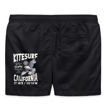 Kitesurfen in Kalifornien - Badeshorts - Schwarz - Hinten - AI Model Male 185 light (185cm)