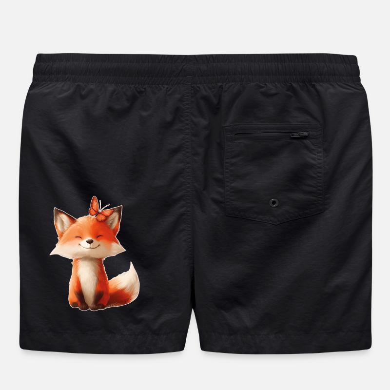Fox with Butterfly - Swim Trunks - black