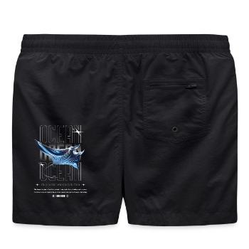 Ocean Manta Kostbarer Schatz - Badeshorts - Schwarz - Hinten - AI Model Male 185 light (185cm)