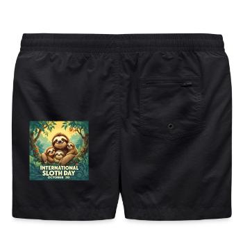 Internationaler Faultiertag Familie - Badeshorts - Schwarz - Hinten