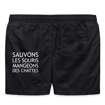 Humor Rette Mäuse Lass uns essen - Badeshorts - Schwarz - Hinten