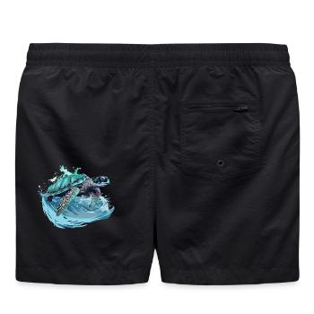Neon-Meeresschildkröte Wellentanz - Badeshorts - Schwarz - Hinten