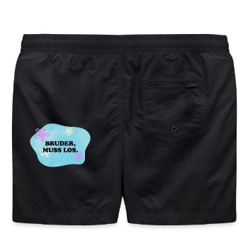 Bruder muss los | Sarkastisches Retro Meme - Badeshorts - Schwarz - Hinten