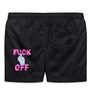 Graphique de la main néon en mot F - Short de bain - noir - Dos - AI Model Male 185 light (185cm)