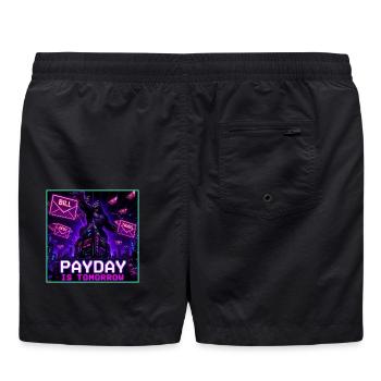 Payday Is Tomorrow Funny Meme - Swim Trunks - black - Back