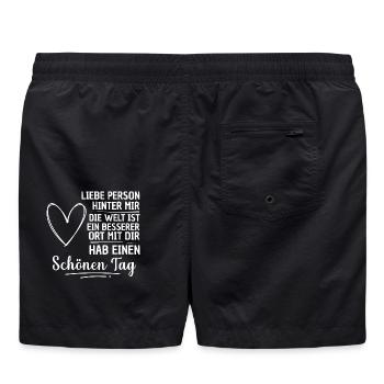 Liebe Person Spruch - Badeshorts - Schwarz - Hinten