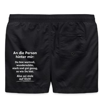 Du bist gut genug! - Badeshorts - Schwarz - Hinten