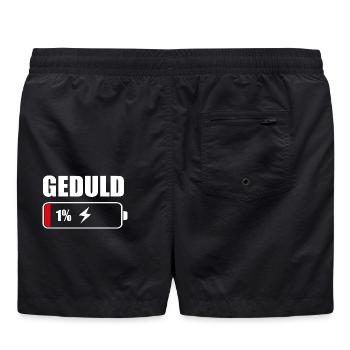 Geduld 1% – Lustiger Spruch fürs Büro & Arbeit - Badeshorts - Schwarz - Hinten