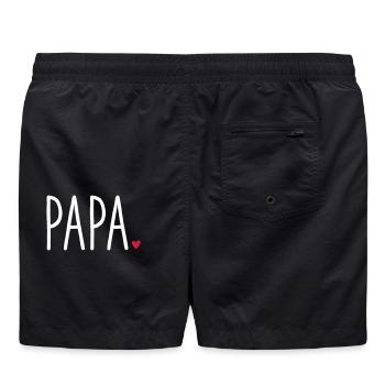 Papa Herz - Geschenk Vatertag Liebe Familie - Badeshorts - Schwarz - Hinten