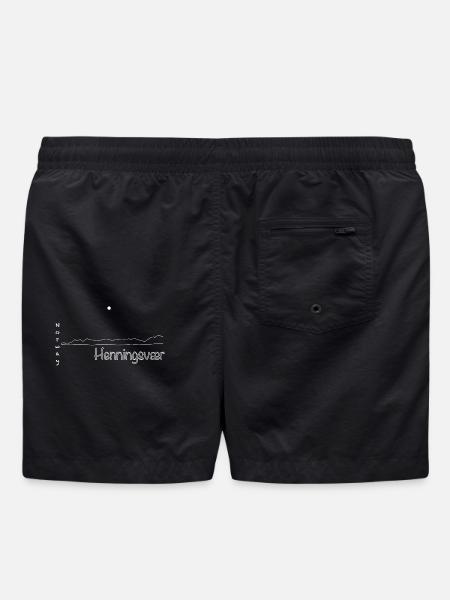 Henningsvær Norwegen Küstenmotiv - Badeshorts - Schwarz