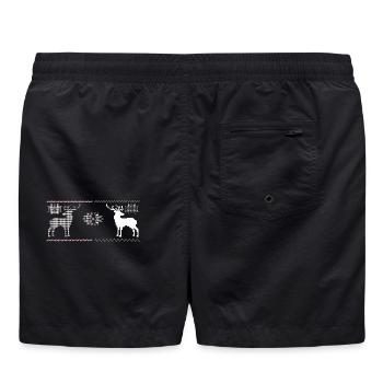 Weihnachten, Rentiere - Badeshorts - Schwarz - Hinten