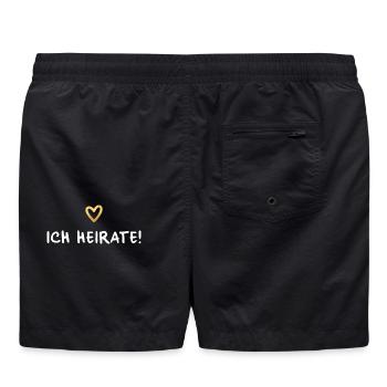 Ich heirate Herz gold Hochzeit Geschenk - Badeshorts - Schwarz - Hinten