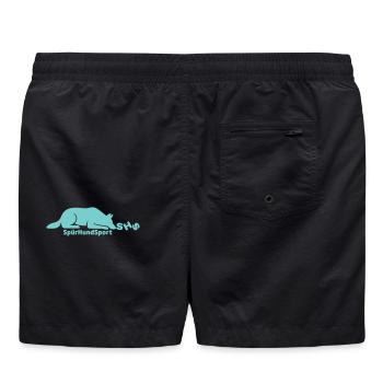SHS Logo mint - Badeshorts - Schwarz - Hinten - AI Model Male 185 light (185cm)
