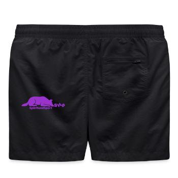 SHS Logo lila - Badeshorts - Schwarz - Hinten - AI Model Male 185 light (185cm)