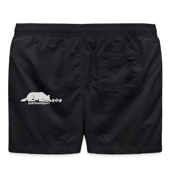 SHS Logo hellgrau - Badeshorts - Schwarz - Hinten - AI Model Male 185 light (185cm)