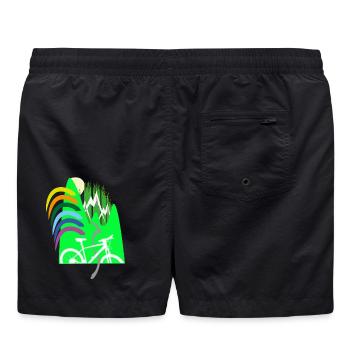 Cycle path mountains rainbow - Swim Trunks - black - Back - AI Model Male 185 light (185cm)