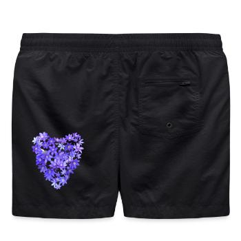 Blaues Veilchenherz - Badeshorts - Schwarz - Hinten - AI Model Male 185 light (185cm)