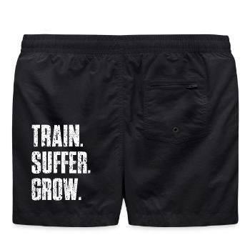 Train Suffer Grow Grunge Motto - White - Swim Trunks - black - Back