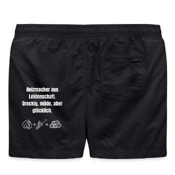 Holzmacher aus Leidenschaft. - Badeshorts - Schwarz - Hinten