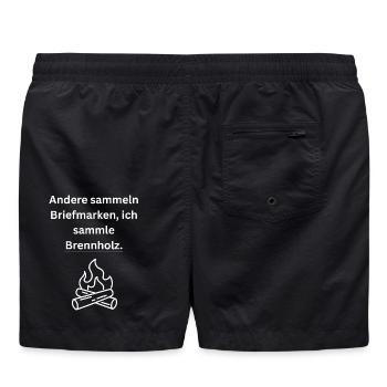 Andere sammeln Briefmarken ich sammle Brennholz. - Badeshorts - Schwarz - Hinten