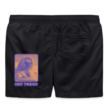 Pas aujourd’hui – Vibrations de carlin fatigué - Short de bain - noir - Dos - AI Model Male 185 light (185cm)