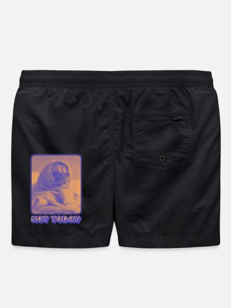 Not Today – Tired Pug Vibes - Swim Trunks - black
