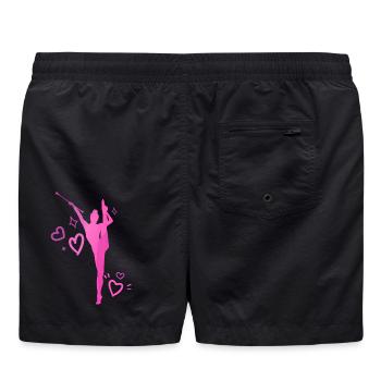 Twirleuse coeurs rose - Short de bain - noir - Dos - AI Model Male 185 light (185cm)