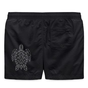 Geometrische Meeresschildkröten-Weiße Silhouette - Badeshorts - Schwarz - Hinten