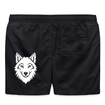 Wolf Kopf Elegant Wildnis Natur Kunst - Badeshorts - Schwarz - Hinten