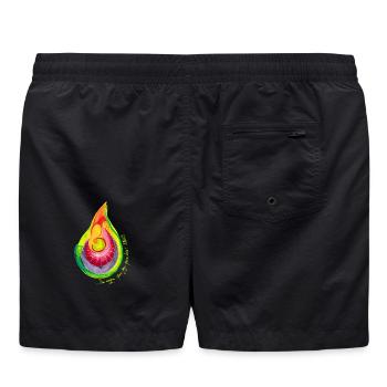 Farbteardrop Flammenkunst - Badeshorts - Schwarz - Hinten