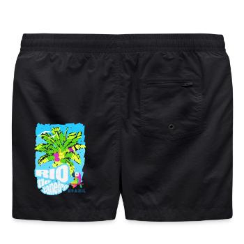 Bunte Palmen Rio de Janeiro, Brasilien - Badeshorts - Schwarz - Hinten - AI Model Male 185 light (185cm)