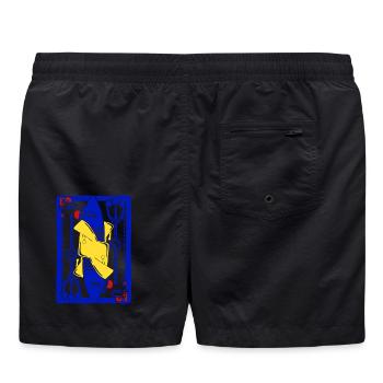Roi des Mers Capitaine Sardine Bleu Rouge Jaune - Short de bain - noir - Dos - AI Model Male 185 light (185cm)