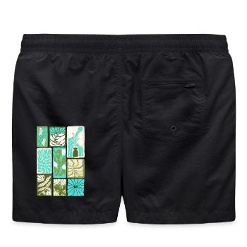 Mosaïque Botanique coloré - Short de bain - noir - Dos - AI Model Male 185 light (185cm)