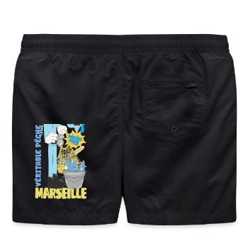 Marseille Poiscaille Fraîche Cartoon - Short de bain - noir - Dos - AI Model Male 185 light (185cm)
