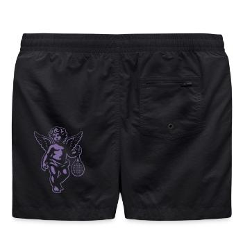 Tennis Fun Shirt Engelputte Retro Renaissance - Badeshorts - Schwarz - Hinten - AI Model Male 185 light (185cm)