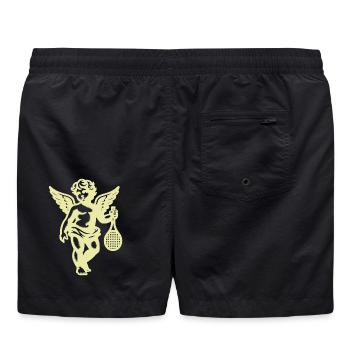 Tennis Fun Shirt Engelputte Retro Renaissance  - Badeshorts - Schwarz - Hinten