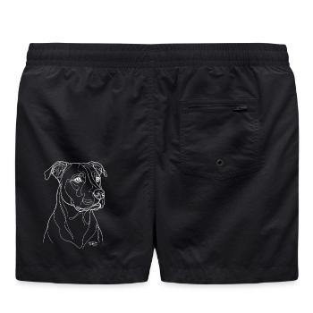 American Staffordshire Terrier WH Porträt - Badeshorts - Schwarz - Hinten