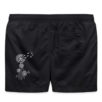 Pusteblume mit Blüte und Tölt Weiss - Badeshorts - Schwarz - Hinten